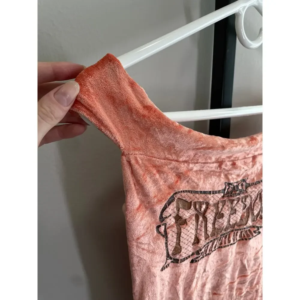 Y2K Dolce & Gabbana Velvet Off The Shoulder Top Womens XS Pink Freedom 2000s - Picture 4 of 8